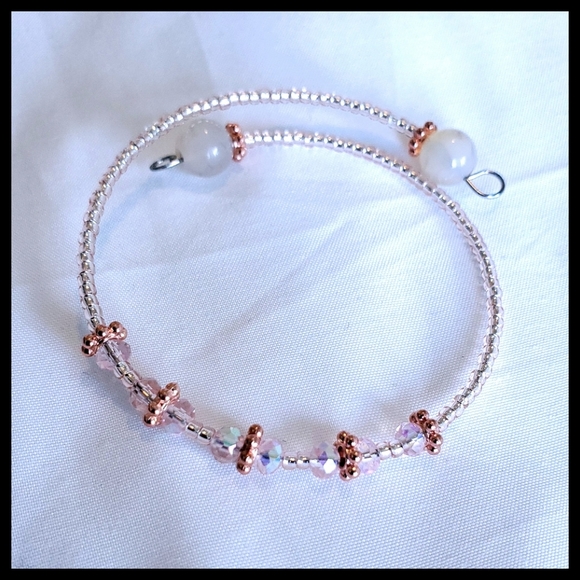 Ritulated Agate and Rose Gold Beaded Bangle - Picture 8 of 8